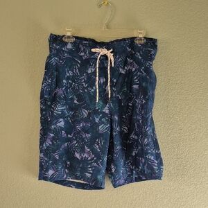 Goodfellow & Co Navy Leaf Print Swim Shorts